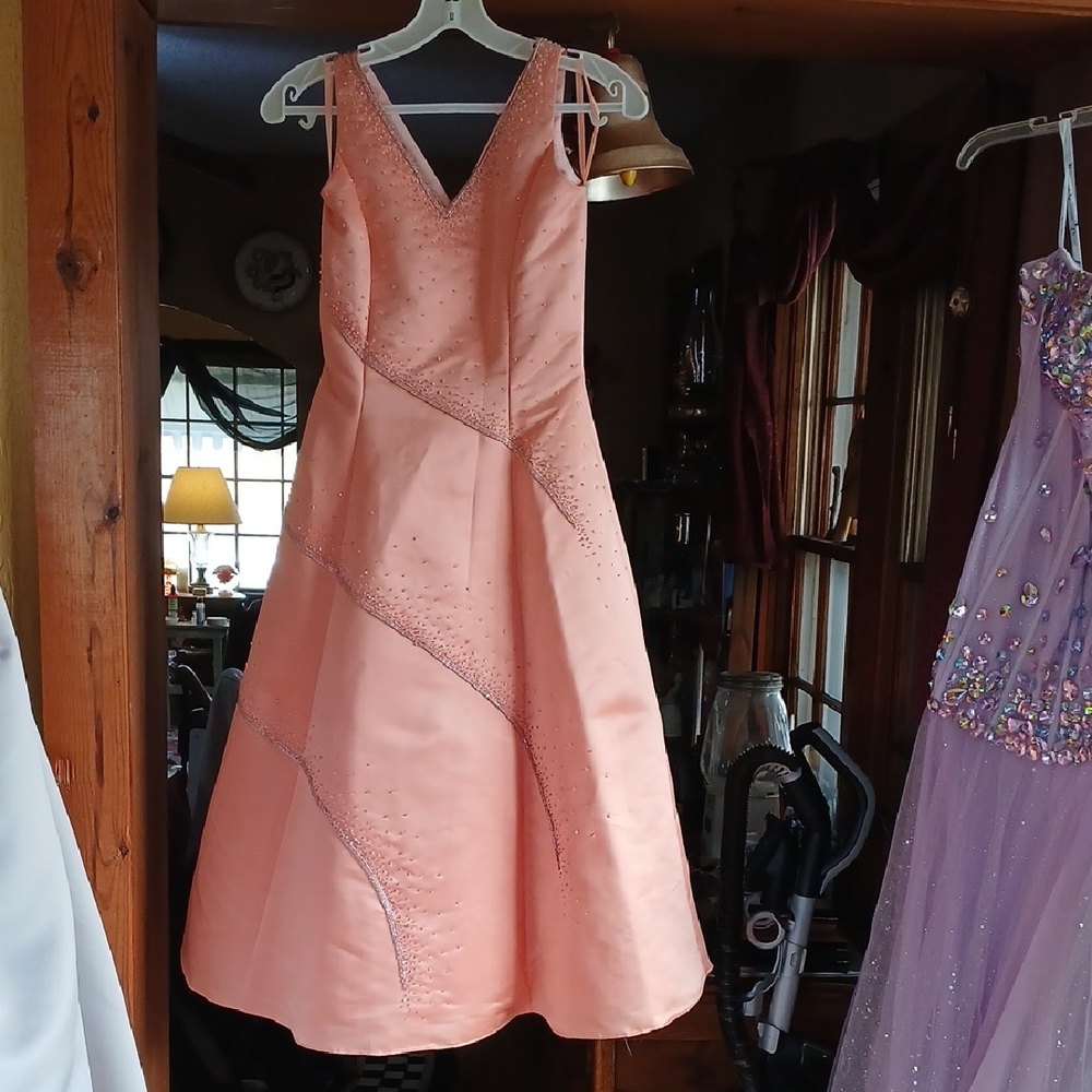 Elegant Peach Childs Size8 Evening Dress